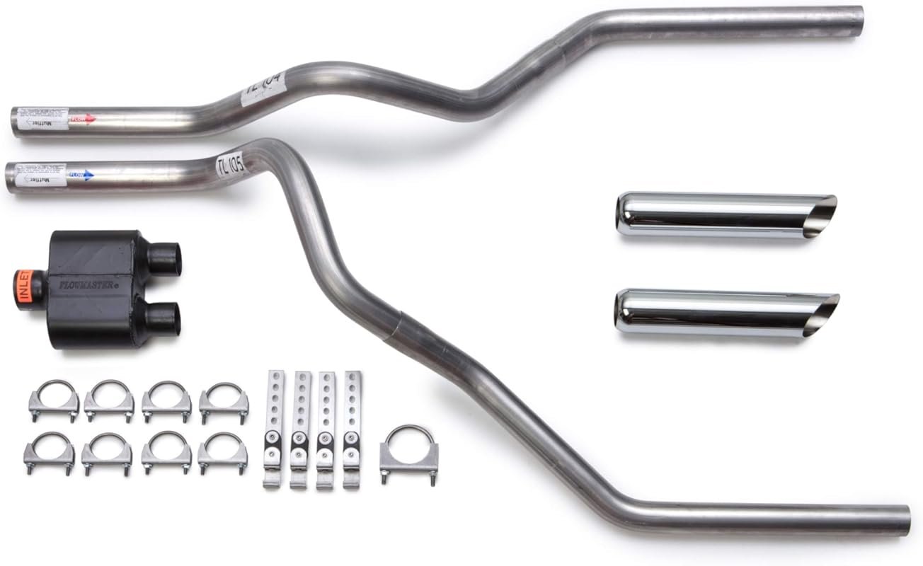 Flowmaster Super 10 Mandrel-Bent Dual Truck Exhaust Kit with Chrome Ti