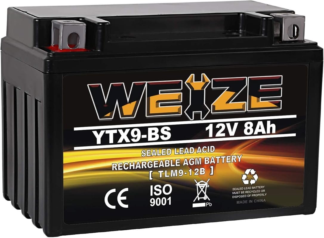 Weize YTX9-BS Maintenance Free Lead-Acid Battery For Motorcycle, ATV,