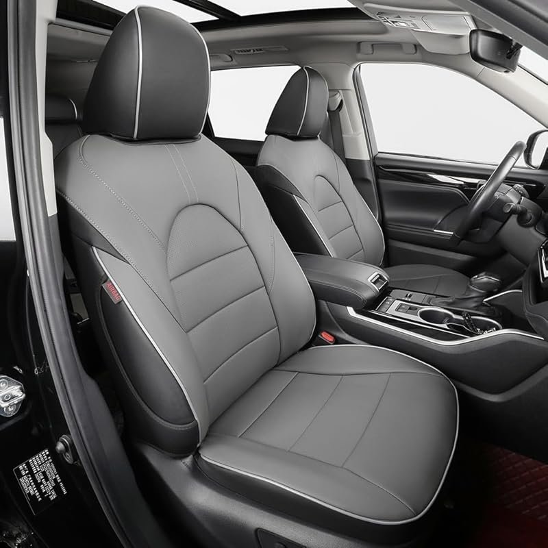 Gray Waterproof Faux Leather Seat Covers for 2014-2019 Toyota Highland