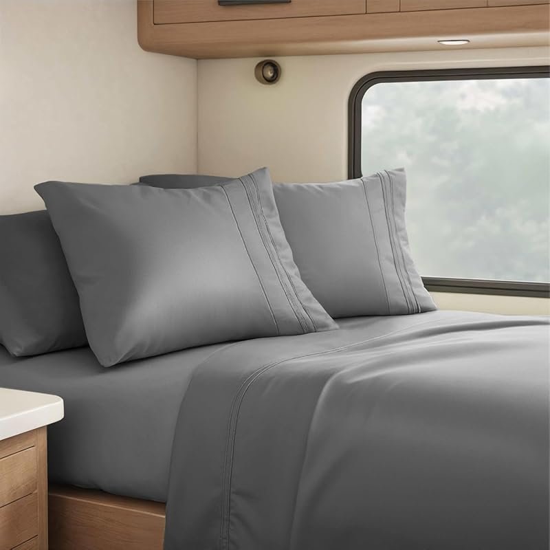 Clara Clark 6-Piece RV Queen Sheet Set in Charcoal Gray for Hotel-Styl