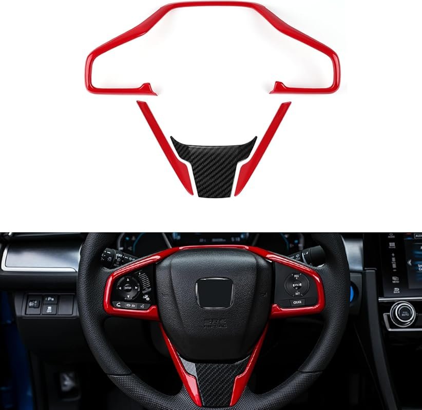 Red interior accent stickers compatible with the 10th Gen Honda Civic