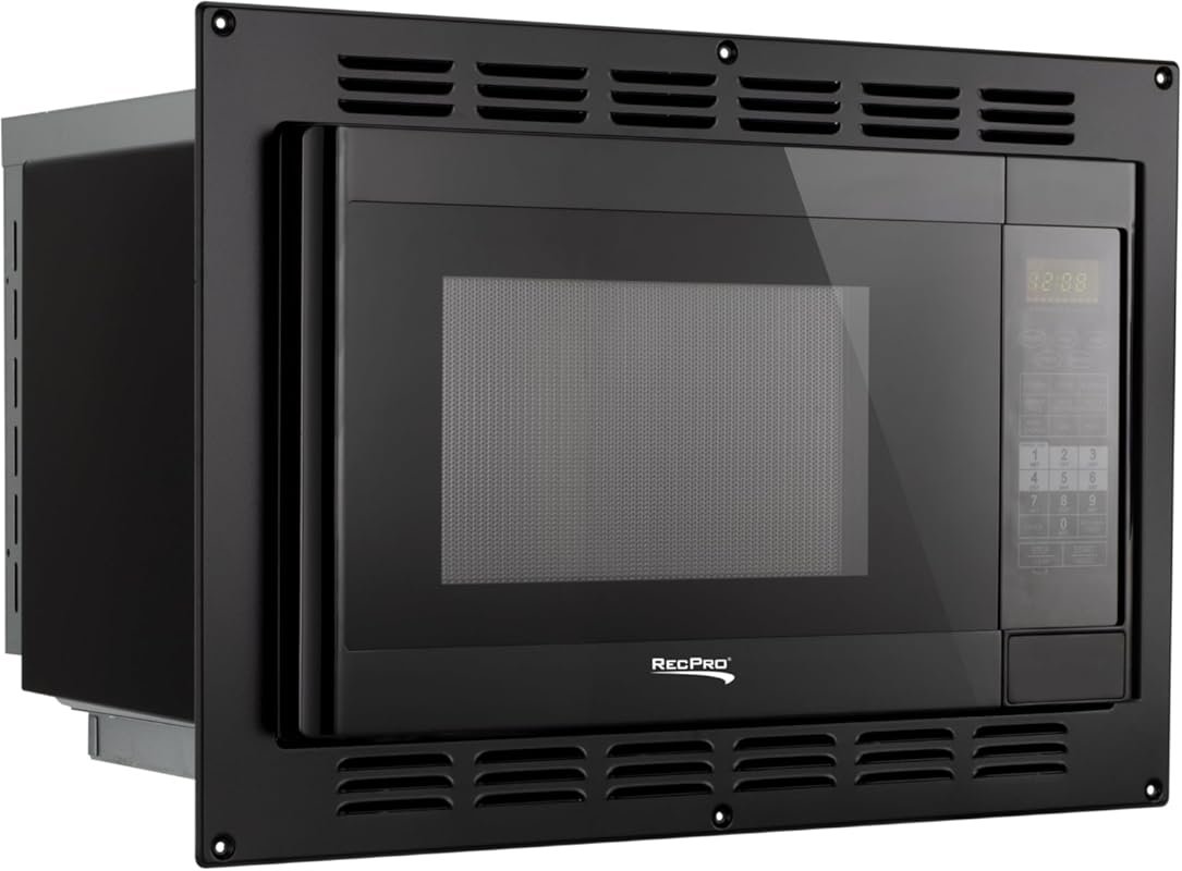 RecPro RV Convection Microwave Oven with 1.1 Cu. Ft. Capacity in Black