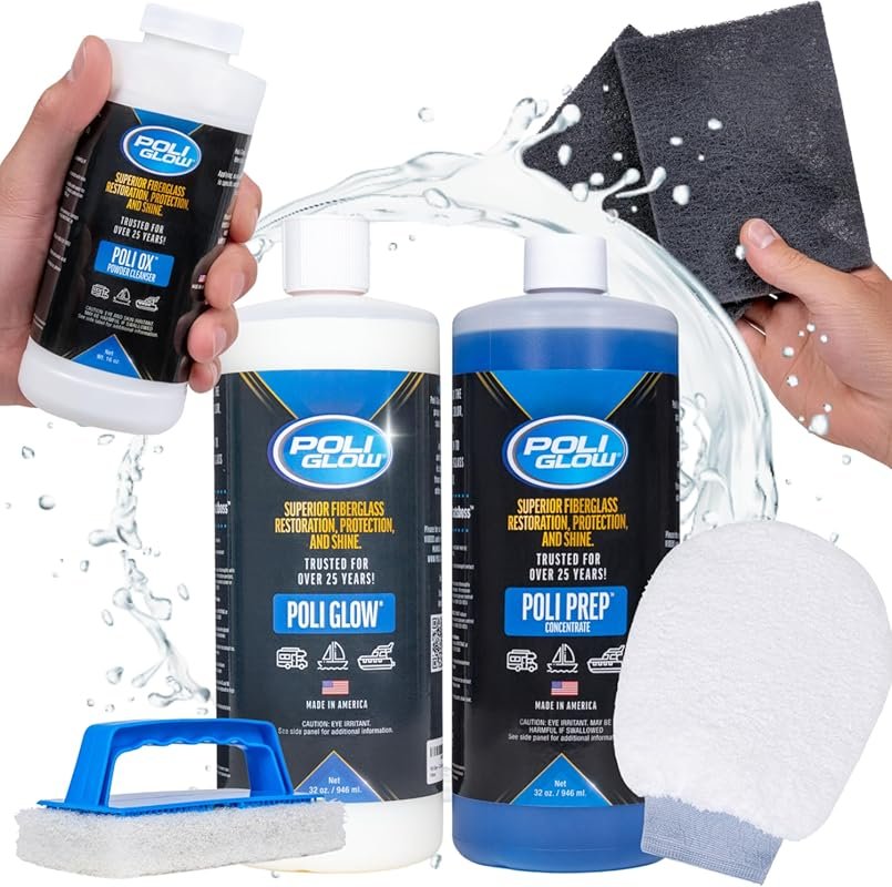 Poli Glow Deluxe Kit Fiberglass RV & Boat Cleaner - Complete Fiberglas