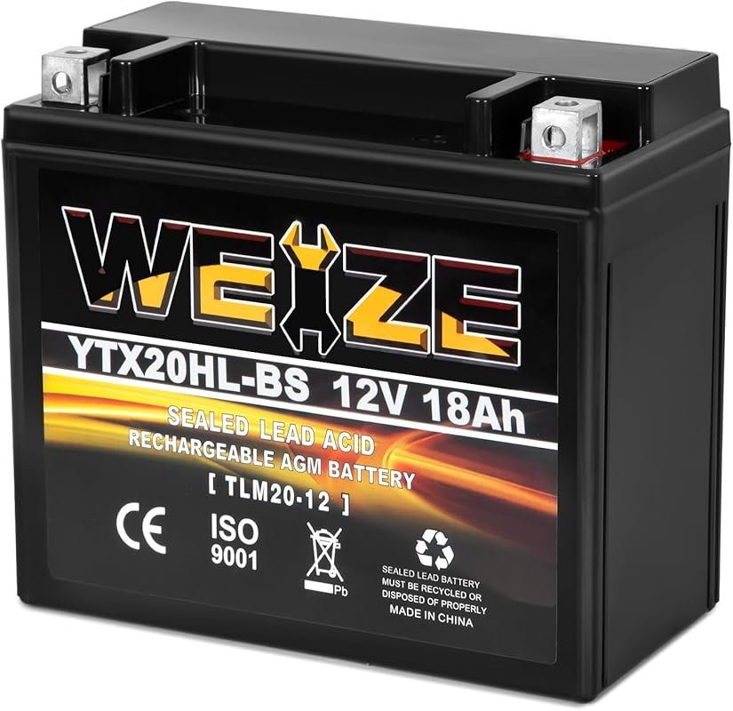 Weize YTX20HL-BS High Performance Maintenance-Free AGM Motorcycle Batt