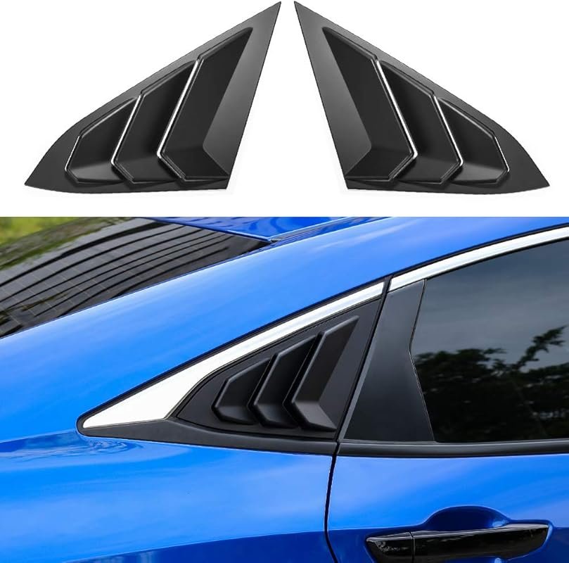 Matt Black Racing Style Rear Window Louvers for 10th Gen Honda Civic S