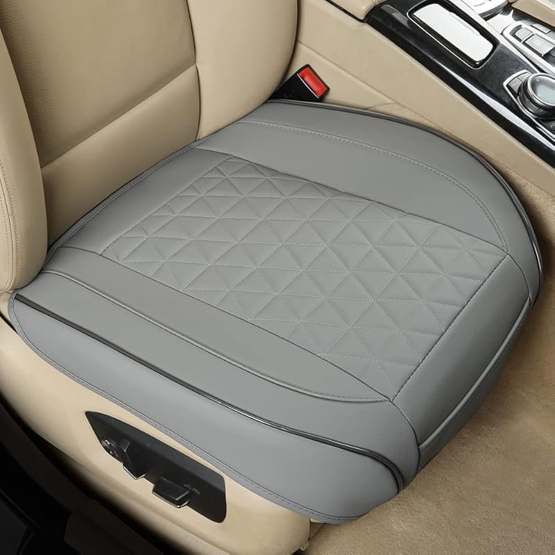 Light Gray Faux Leather Front Bottom Seat Cover Anti-Slip Wrap Around
