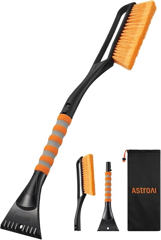 AstroAI 27-Inch Snow Brush and Ice Scraper with Detachable Head and Er