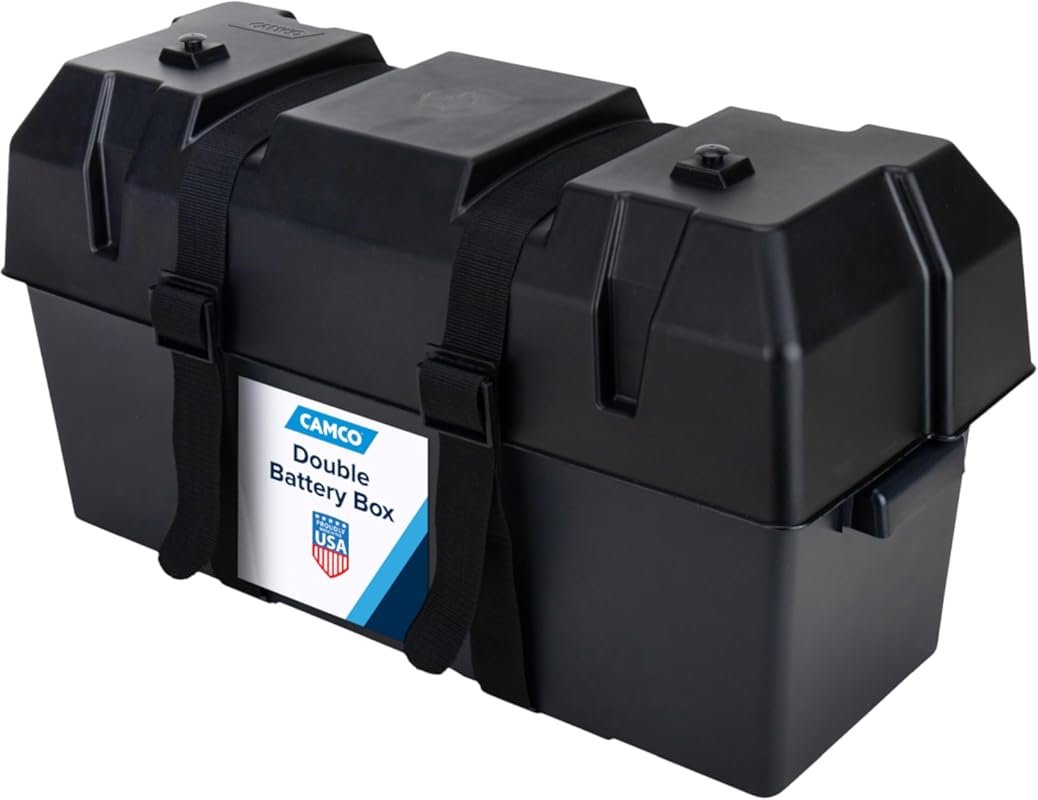 Camco Double Battery Box for RV, Automotive, and Marine Batteries with