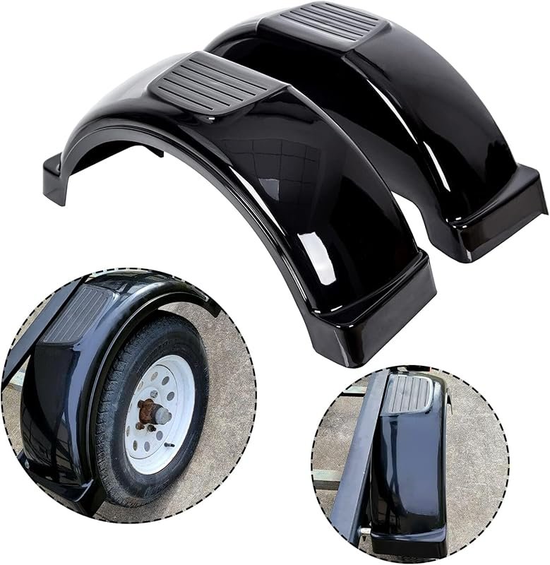 ECOTRIC 2-Piece Trailer Fenders with Steps for 13-Inch Wheels on Singl