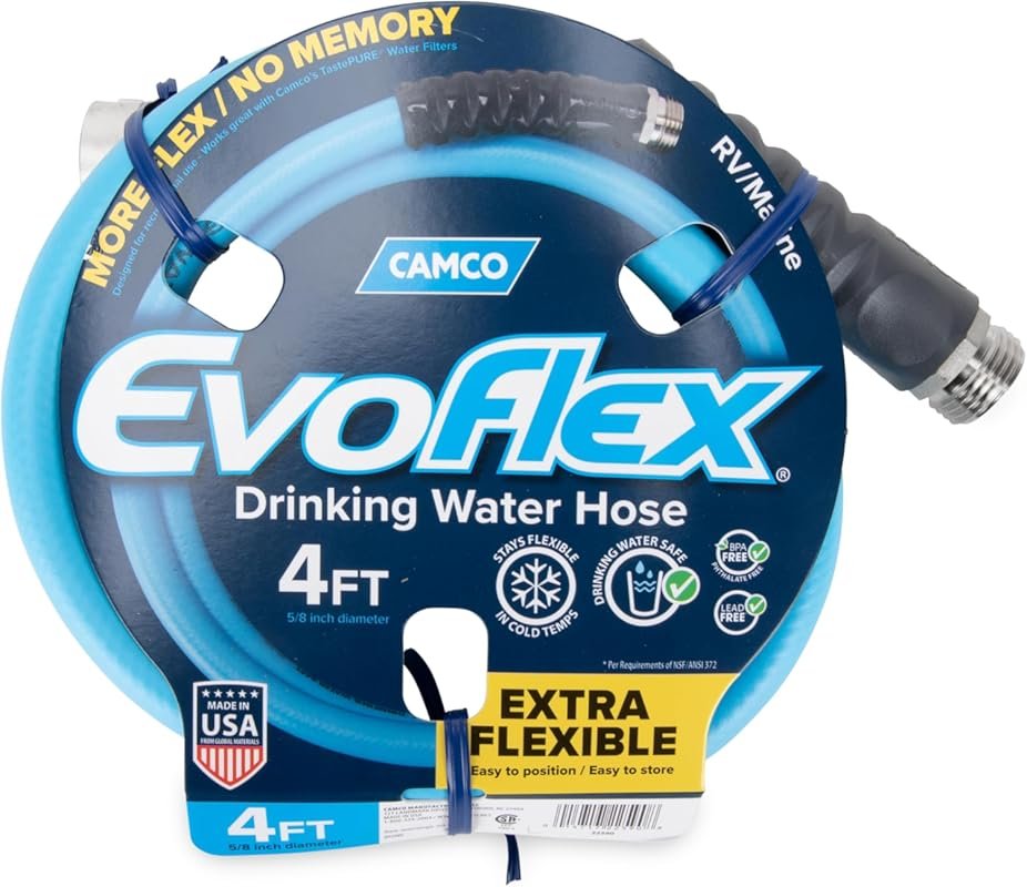 Camco EVOFlex 4-Foot Short RV Drinking Water Hose with Extra Flexible 