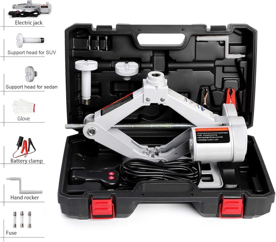 STANDTALL Electric Car Jack 3T Scissor Floor Jack Set 12V Automatic Ve