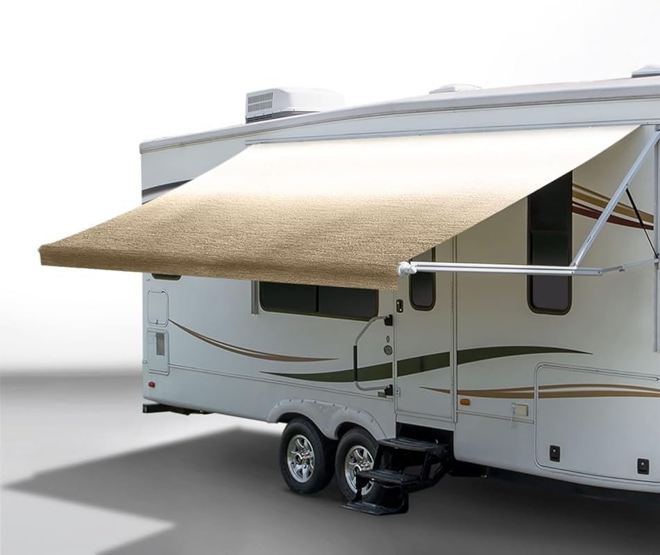Best RV Awning Replacement Fabric by RecPro: Heat-Sealed, Tan, 20 Foot