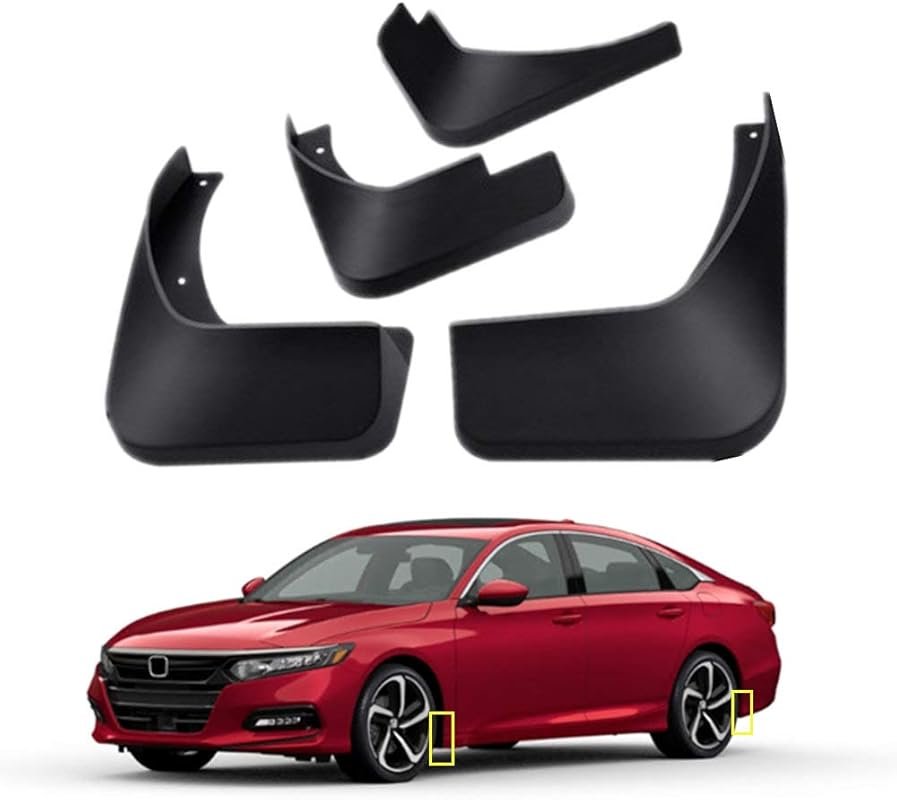 Mud Flaps Kit for 2018–2022 Honda Accord, Front and Rear 4-Piece Set