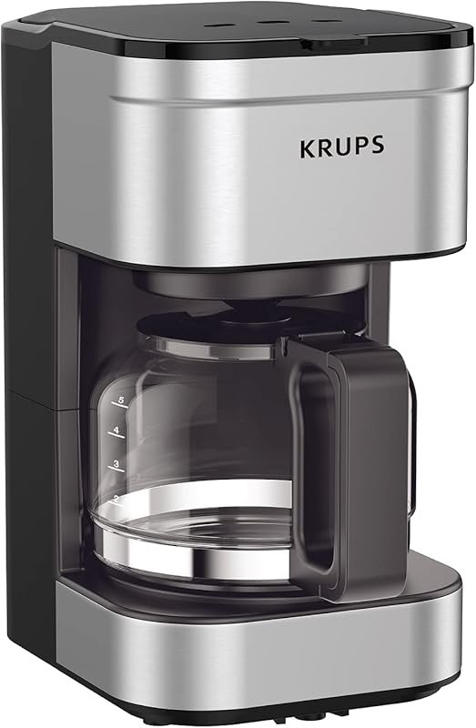 KRUPS Compact 5-Cup Coffee Maker with Stainless Steel Design, Pause an