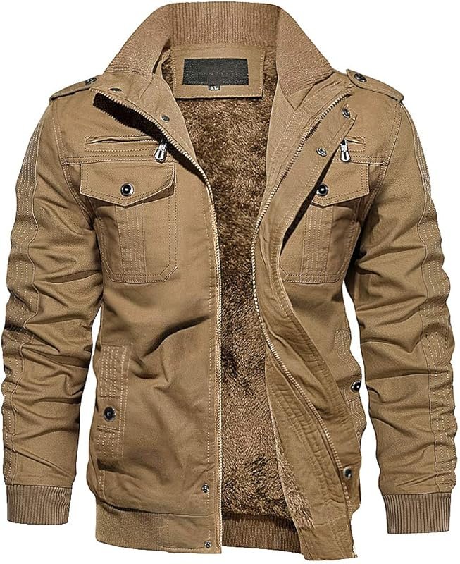 EKLENTSON Men's Thick Thermal Winter Jacket with Multi-Pockets, Zip Fr