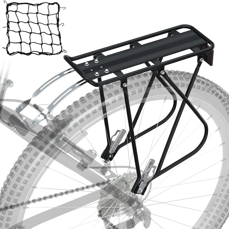 Adjustable Bike Cargo Rack with Bungee Net for 26-29