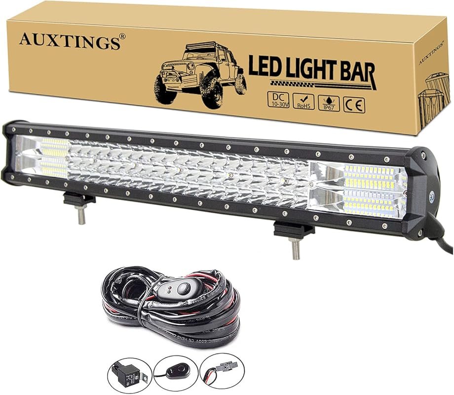 AUXTINGS 22-inch 324W 3-Row LED Light Bar Waterproof Spot Flood Combo