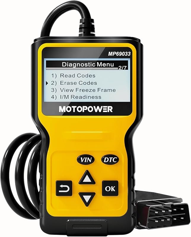 MOTOPOWER MP69033 OBD2 code reader for engine fault detection on OBDII