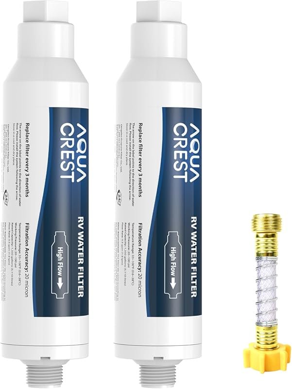 Aqua Crest NSF Certified RV Inline Hose Water Filter Reduces Chlorine 