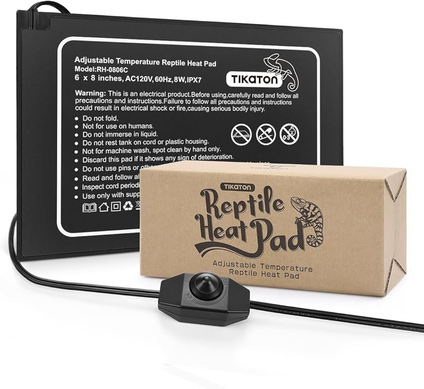 Tikaton Adjustable Reptile Heat Pad for Under Tank Heating in 10-40 Ga
