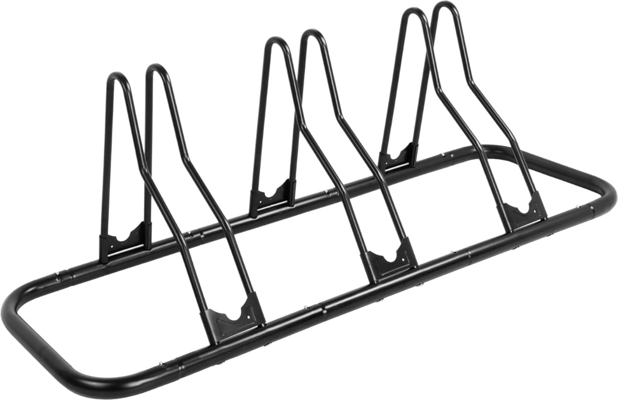 Floor Parking Bike Stand for Up to 6 Bicycles with Tire Grooves and Cu