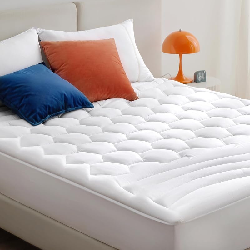 Bedsure RV Short Queen Mattress Pad: Quilted Fitted Topper Protector w