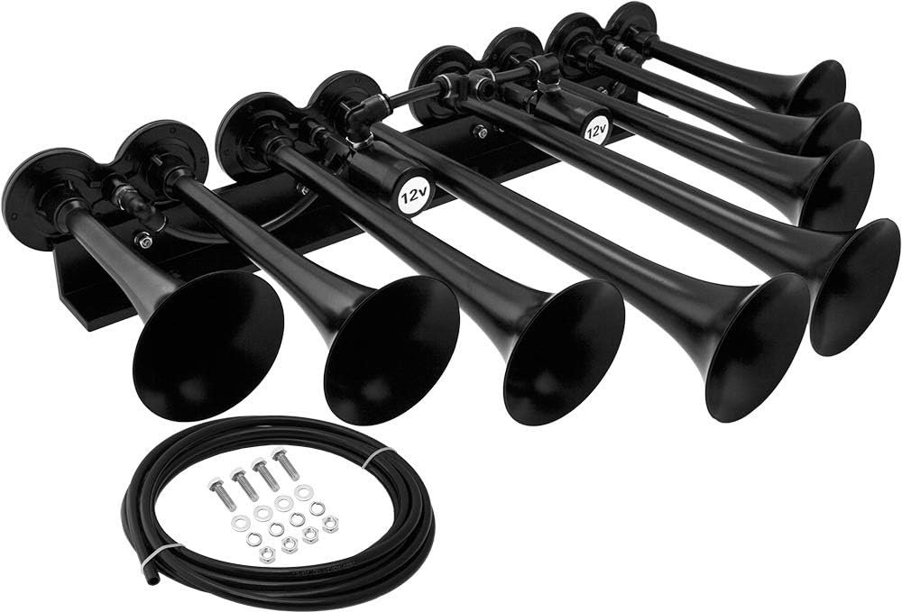 Vixen Horns Octopod 8 Trumpet Black Air Horn Kit for Trucks, 12V Heavy
