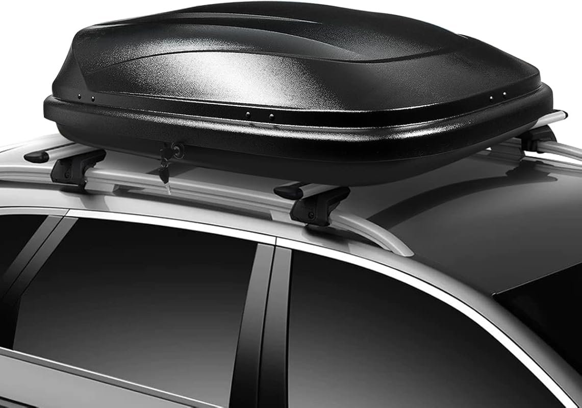 Lockable Textured Black Rooftop Cargo Box 17 Cubic Feet 53 x 34 x 15 I