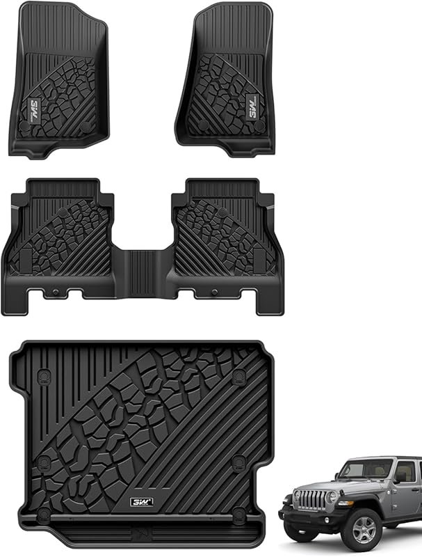 All-weather TPE floor mats and trunk liner for Jeep Wrangler JL 2018-2