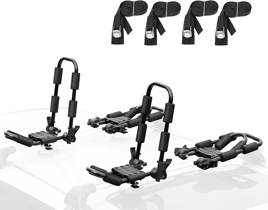 Leader Accessories Folding J-Bar Kayak Rack with Tie-Down Straps for C