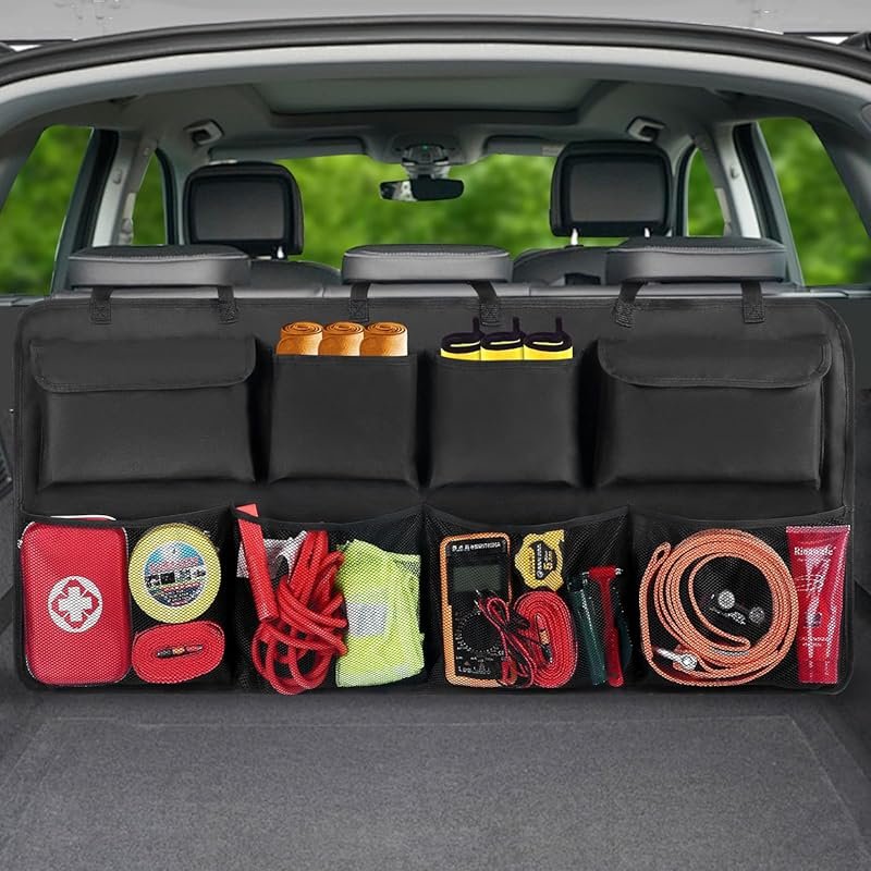 Car Trunk Organizer with 8 Large Bags – Hanging Storage for SUVs, Truc