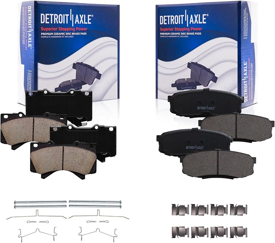 Detroit Axle 4-Piece Ceramic Brake Pad Set for Toyota Tundra Front and