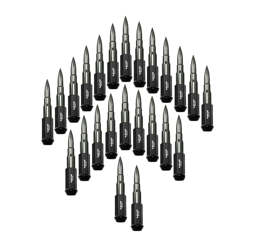 24-Pack 14x1.5 Gunmetal Lug Nuts with Bullet Tips for Ford F-150 Rapto