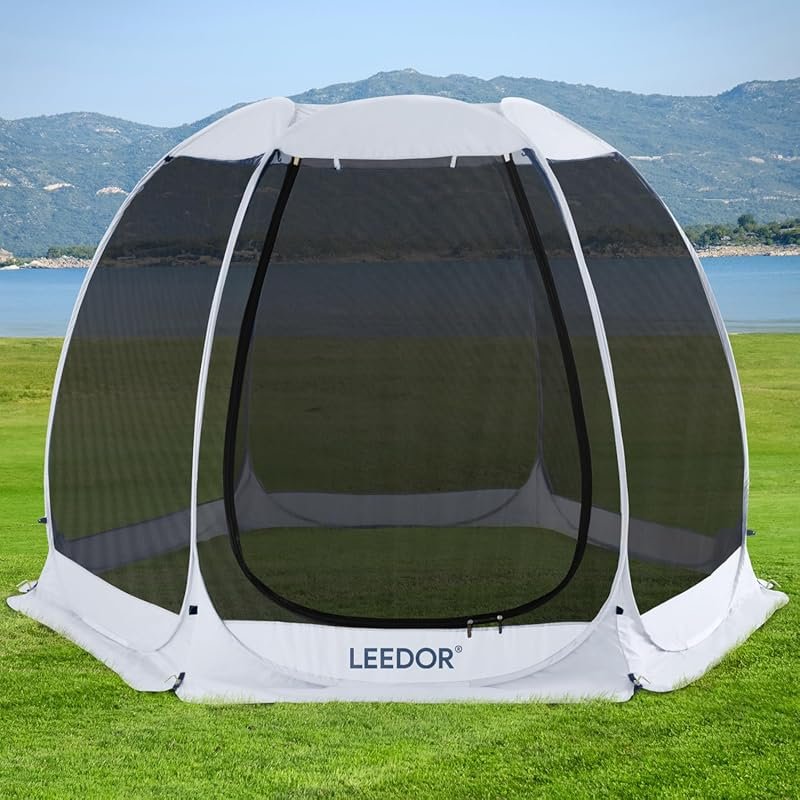 LEEDOR Pop-Up Screen House for 6-15 People with Mosquito Netting and U
