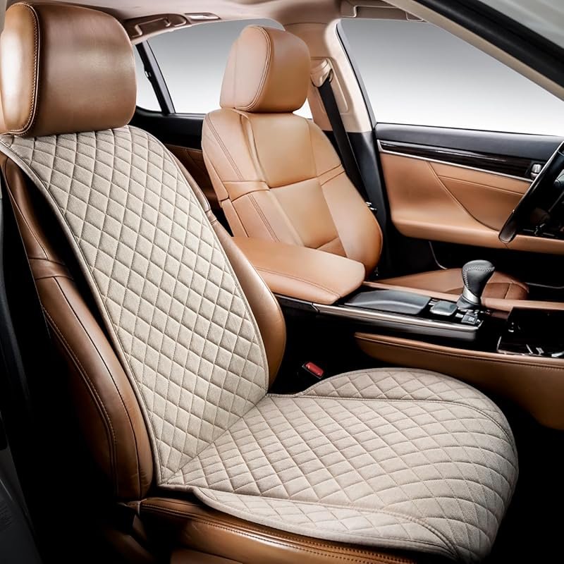 IVICY Faux Linen Front Car Seat Cover with Durable and Non-Slip Design