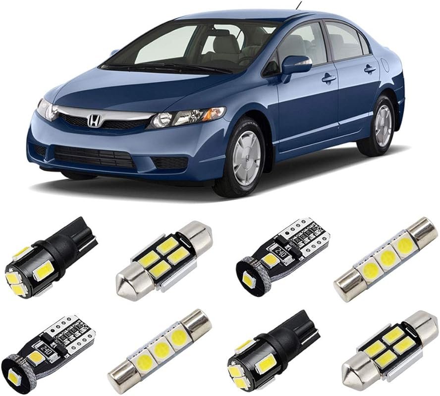 White Interior LED Light Kit for 2001–2011 Honda Civic Sedan/Coupe – S