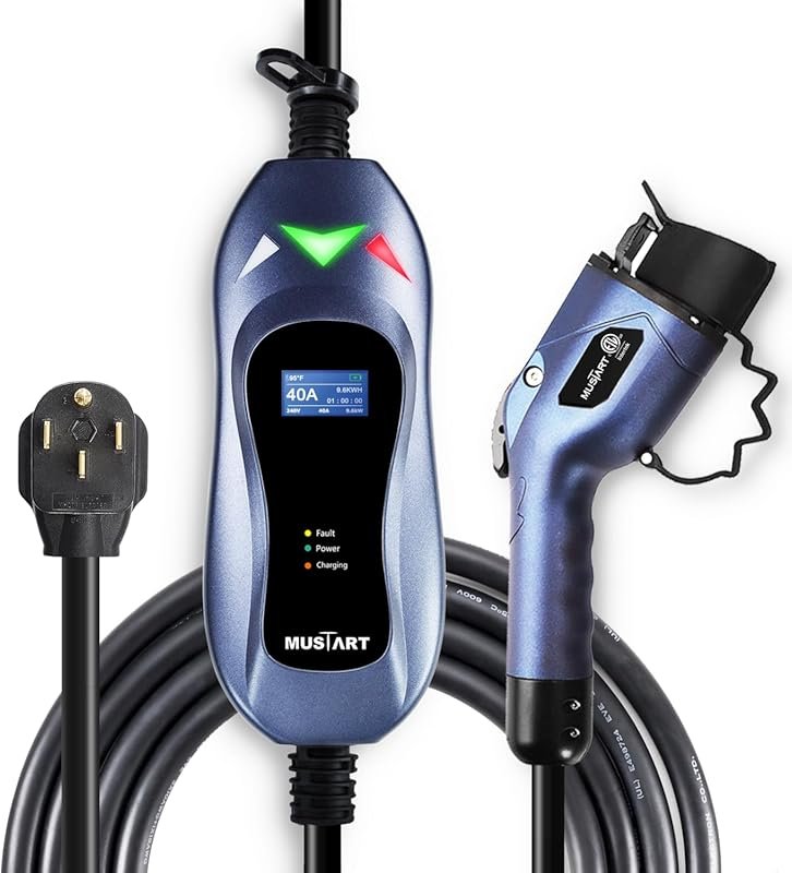 Level 2 EV Charger 40A, 240V, 25ft Cable for Fast Home Charging All J1