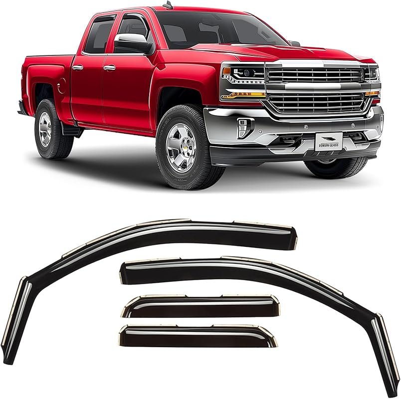 Voron Glass in-Channel Extra Durable Rain Guards for Trucks Chevrolet 