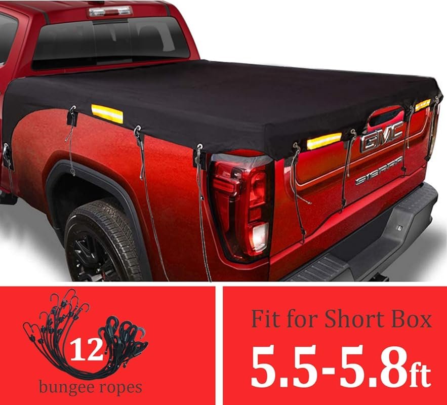 Upgraded Truck Bed Tarp Cover for Short Box（5.8’ Box） Fit for Ford F15