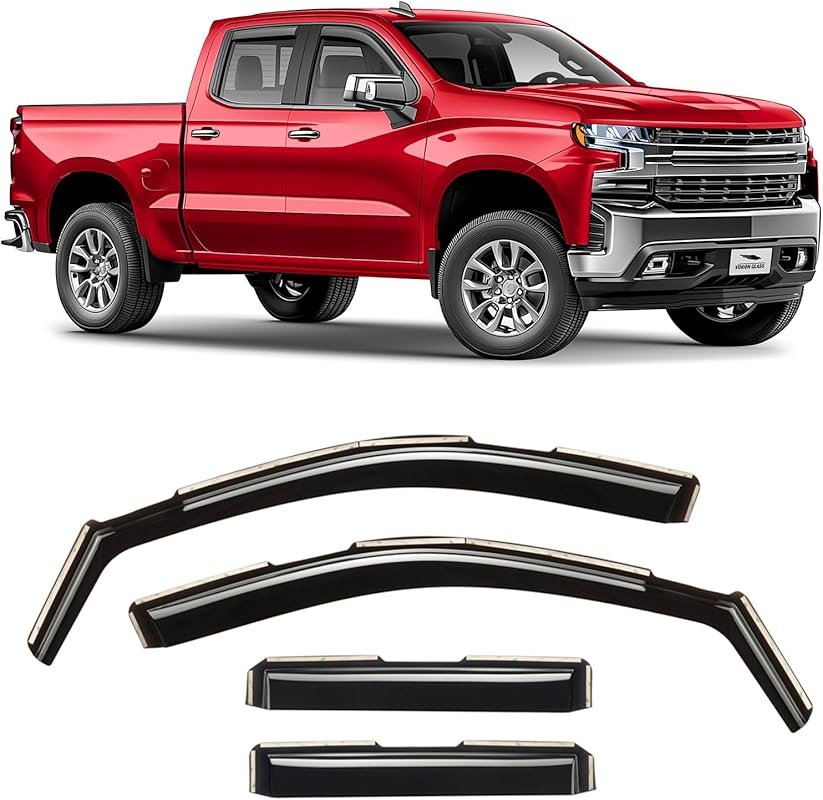 Voron Glass in-Channel Extra Durable Rain Guards for Trucks Chevrolet 