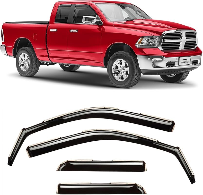 Voron Glass in-Channel Extra Durable Rain Guards for Trucks Dodge Ram 