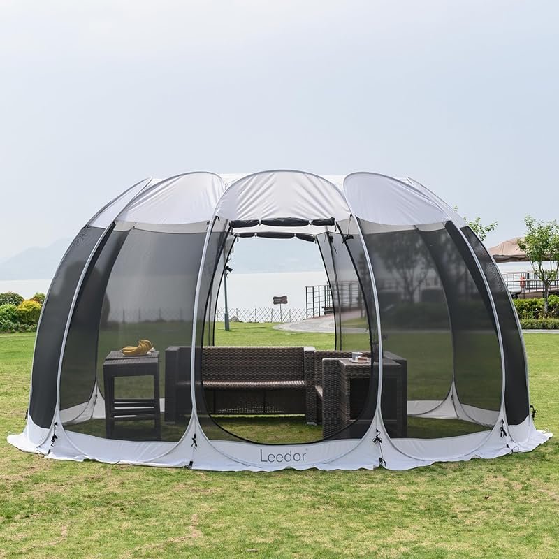 LEEDOR Pop-Up Screen House for 6-15 People with Mosquito Netting and U