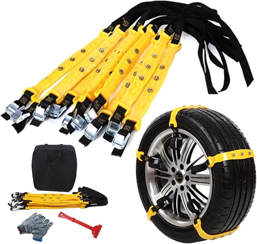 10 Pcs Snow Tire Chains for Car, Adjustable Snow Cable Chains Universa