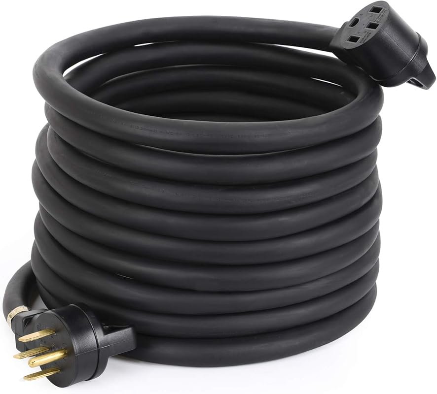 50 Amp 30-Foot Heavy Duty RV Extension Cord with Grip Handle and Organ