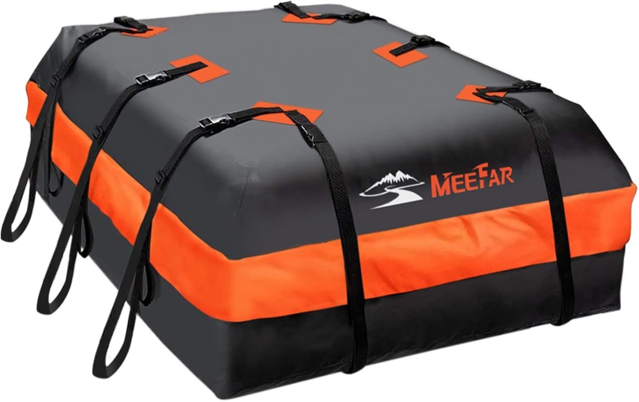 MeeFar Car Roof Bag with 20 Cubic Feet Waterproof Design, 10 Straps, a