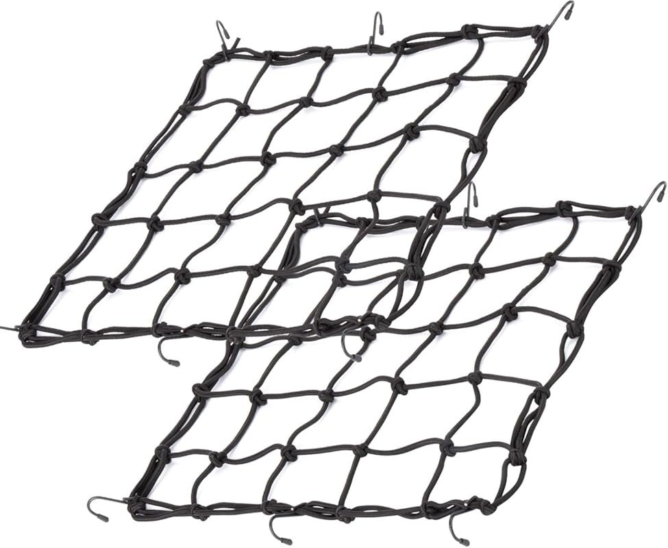 2-Pack Motorcycle Bungee Cargo Net, 15.7x15.7 Inches Stretches to 33x3