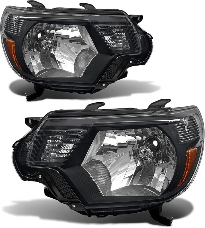 Headlight assembly for 2012-2015 Toyota Tacoma with black housing and 
