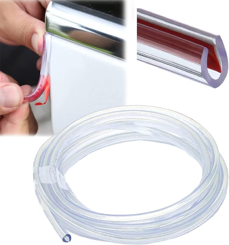Clear Rubber U-Shaped Car Door Edge Guards, 16 Feet Long for Most Cars
