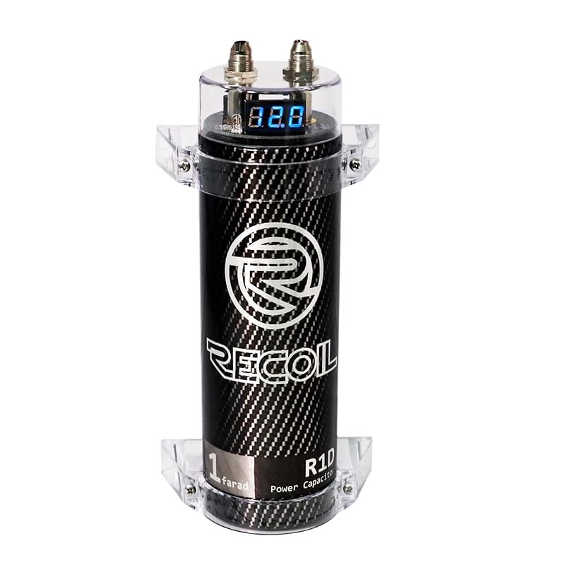 RECOIL R1D 1.0 Farad Car Audio Capacitor with Blue Digital Read-Out fo