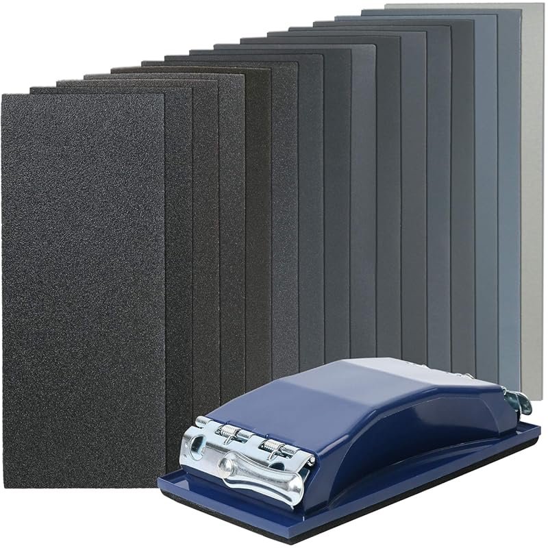 LotFancy 108-Piece Sandpaper Set 60-5000 Grit Wet Dry with Sanding Blo